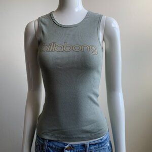 Billabong surf olive green cotton ribbed logo tank top